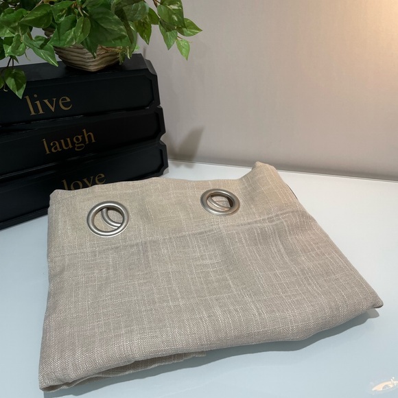 Beige Linen Like Grommet Curtain Panels - Picture 2 of 3